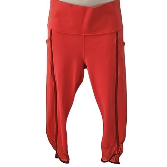 Athleta Women's High-Rise Crop Leggings w/ Mesh Panels - Size M Watermelon - Picture 3 of 9